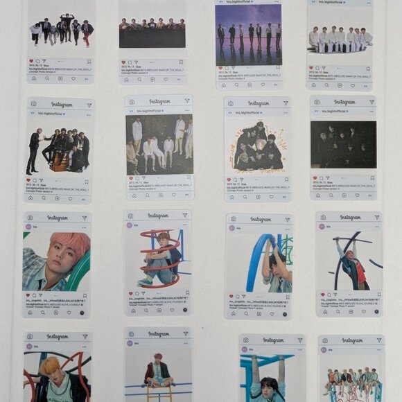 BTS Instagram Photocard Photo Card Set of 16 Transparent Jungkook Jhope Jimin - Picture 2 of 8